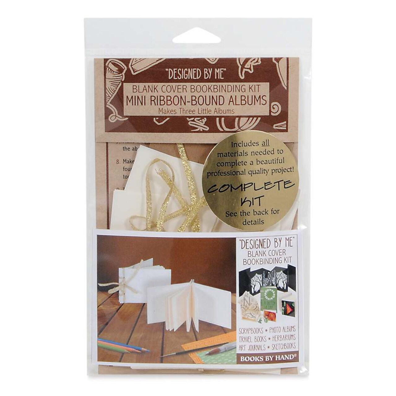 Books by Hand "Designed by Me" Blank Cover Bookbinding Kits - Mini Ribbon-Bound Albums, Ivory Pages